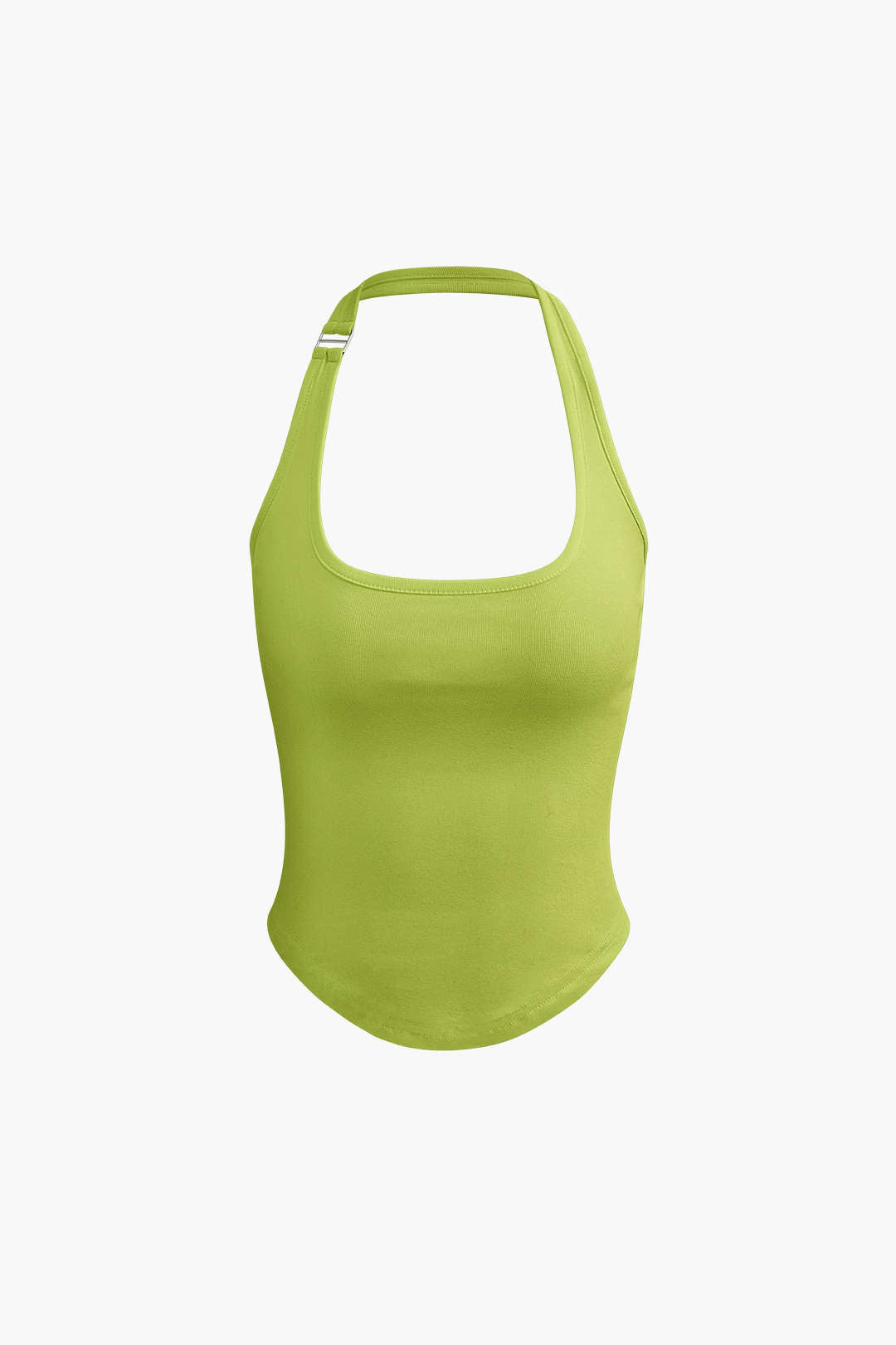 Halter Tank Top with Curved Hem