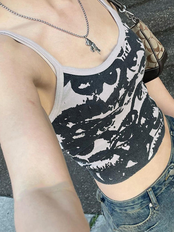 Crop Cami Top mit Augenprint