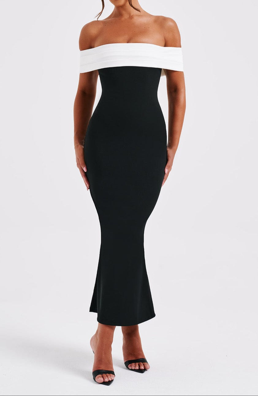 Fiorella Midi Dress - Black/White 