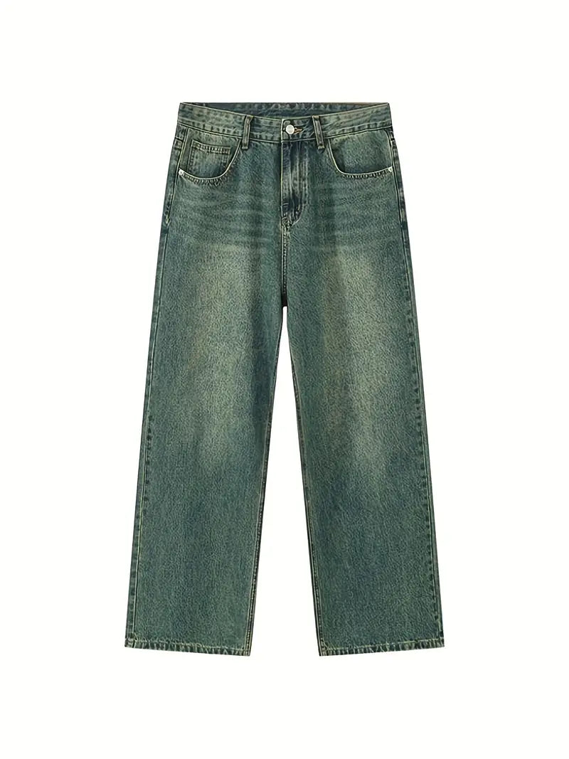 Herren Vintage Upcycle Baggy Jeans mit Ausgebleichtem Effekt
