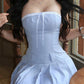 Blue Y2K sleeveless dress with lace and bow