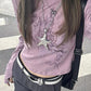 Purple grunge long sleeve shirt with graphic print