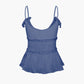 JY Solid Color Y2K Tie Front Sheer Ruffle Cami Top / Solid Color Y2K Tie Front Sheer Ruffle Cami Top 