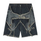 Vintage Baggy Sternmuster Patchwork Jeansshorts