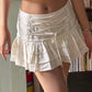 White Sweet Wrap Ruffle Mini Skirt with Lace Hem and Tiered Inserts