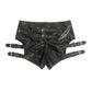 Shorts in pelle nera punk con fibbia