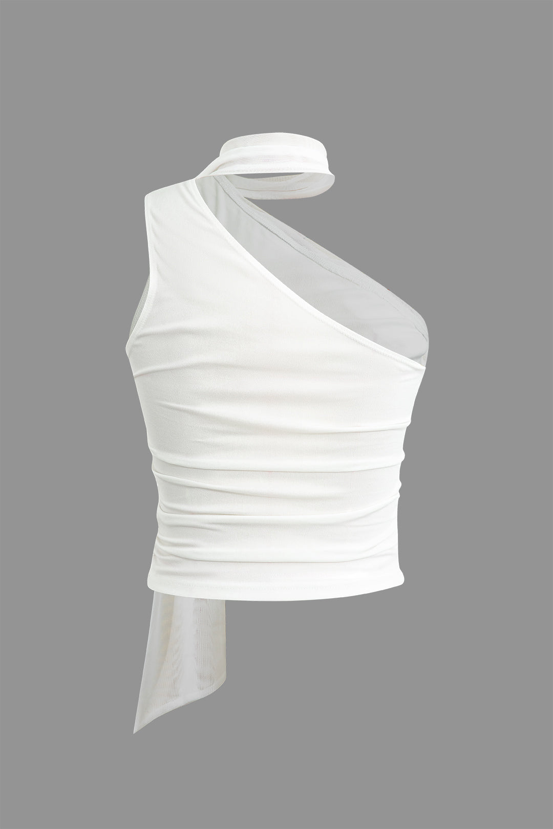 Solid one shoulder tank top with scarf