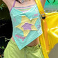 Blauwe Y2K Star Patch asymmetrische cami top