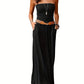 Vintage Solid Versatile Strapless Maxi Dress with Pockets