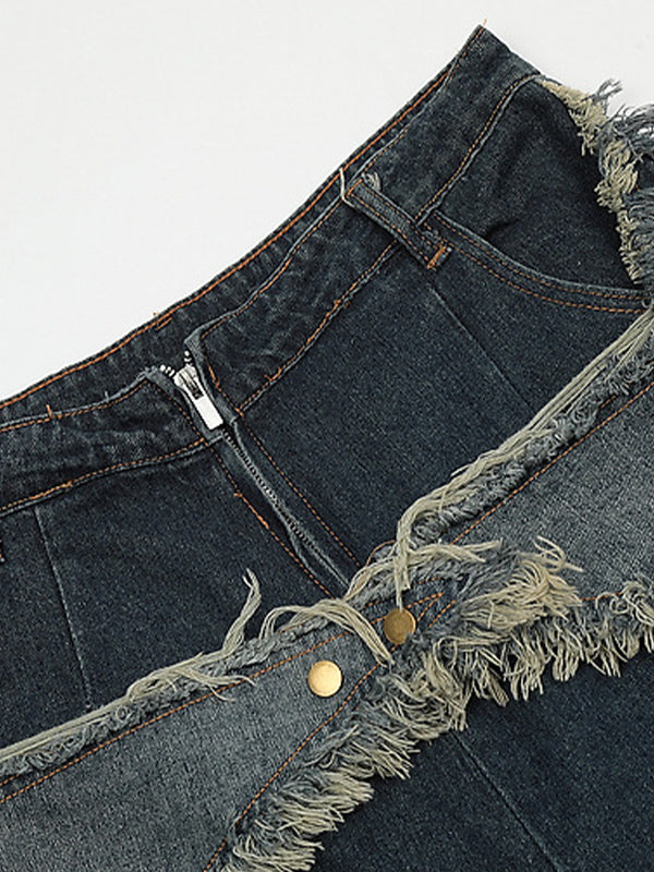 Vintage Baggy Sternmuster Patchwork Jeansshorts