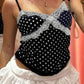 Schwarzes Y2k Camisole Top mit Spitzen Patchwork und Schleife