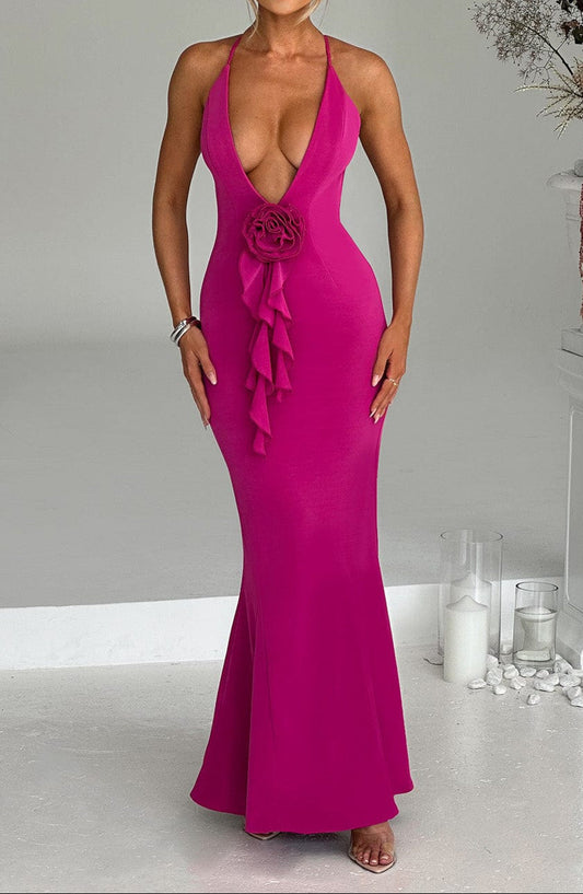 Terina maxikleid - knallrosa
