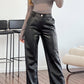 Izabella coole schaduw pu broek zwart