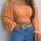 Orange Überkreuzter Rückenschnürung Schulterfreie Crop Bluse