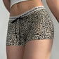 Punk Low Rise Leopardenmuster Shorts mit Spitzenbesatz