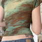 Vintage Oil Painting Print Short Sleeve Deep V-Neck T-Shirt