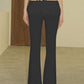 Solid Vintage Ruffle Trim Lace Up Flared Pants