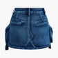 Faded A Line Denim Cargo Mini Skirt