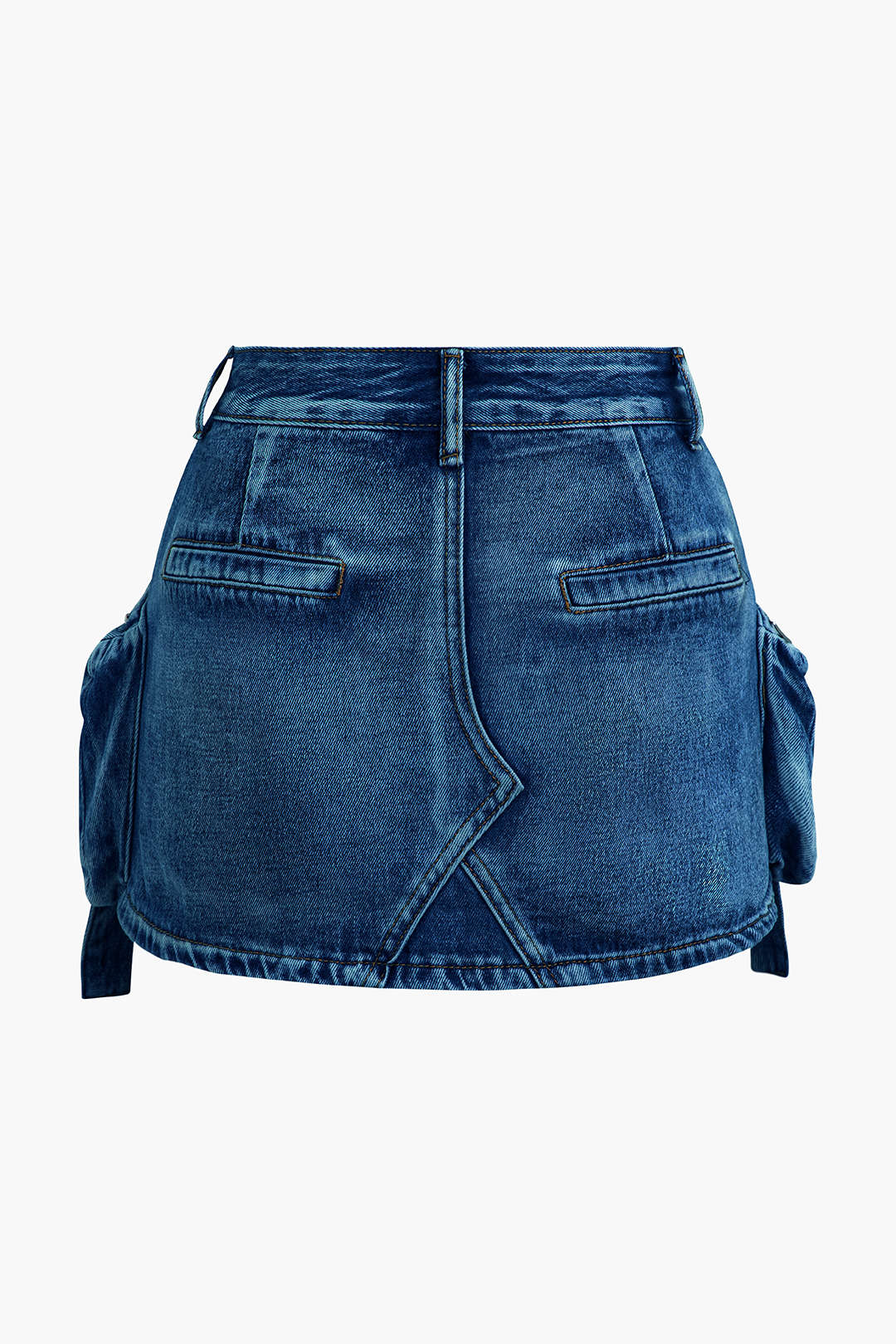 Faded A Line Denim Cargo Mini Skirt