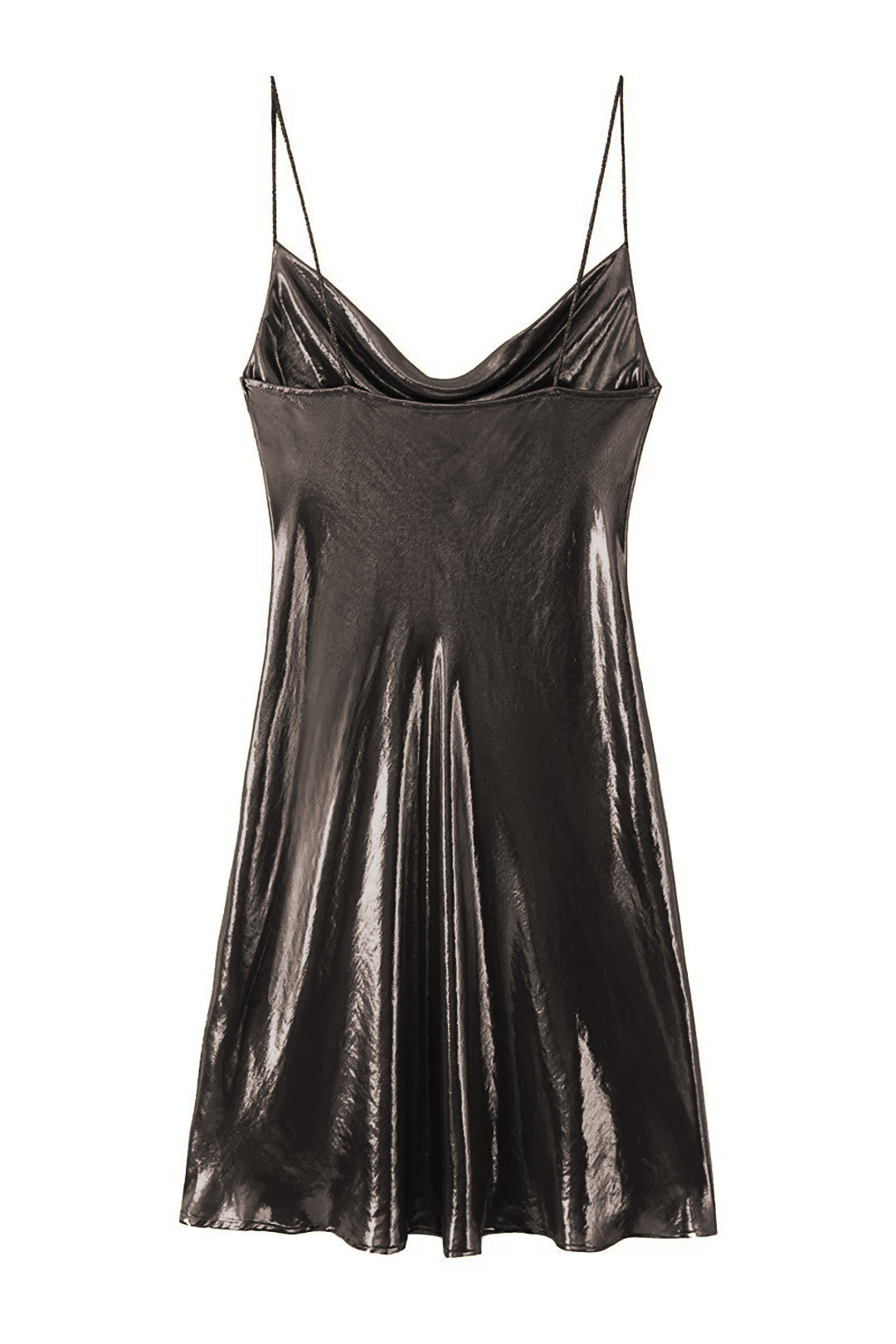 Y2K Cowl Neck Metallic Slip Mini Dress