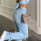 Hellblaue 2000er Y2k Boyfriend Jeans mit Zerrissenem Design