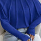 Solid Mock Neck Structured Batwing Sleeve Sweater