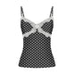 Schwarzes Y2k Camisole Top mit Spitzen Patchwork und Schleife