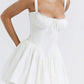 White lace trim mini dress with tie back