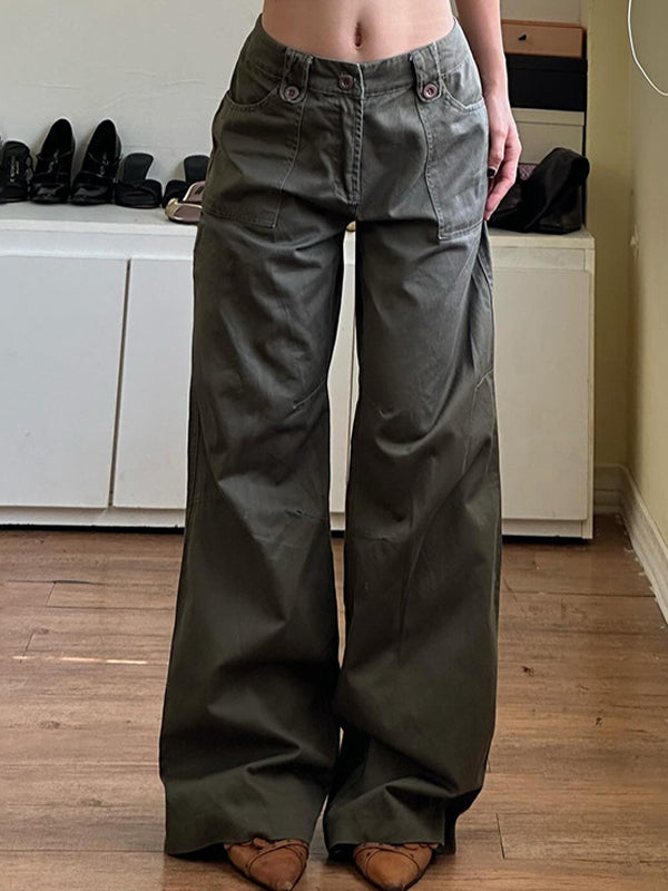 Pantaloni cargo da strada vintage verdi