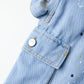 Blauer Vintage Overall mit Großen Taschen und Splash Ink Print