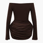 Solid Y2k Ruffle Off Shoulder Mini Dress