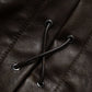 faux leather jacket with tie and cross buttons