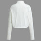 Solid Mock Neck Structured Batwing Sleeve Sweater