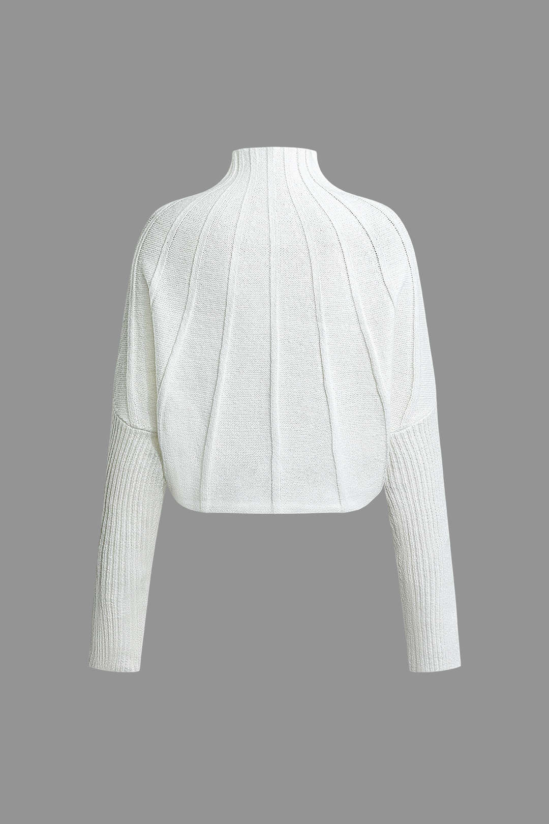 Solid Mock Neck Structured Batwing Sleeve Sweater