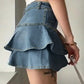 Minigonna in denim vintage a strati blu