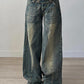 2000s Zerrissene Asymmetrischer Teilungsnaht Baggy Jeans