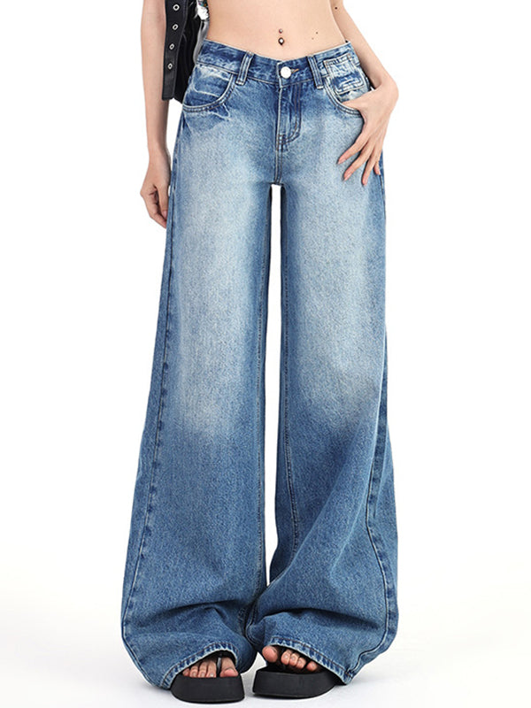 Vintage Washed Low Waist Boyfriend Jeans