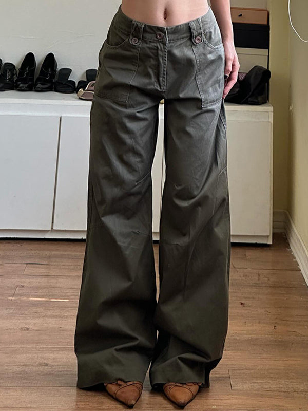 Pantaloni cargo da strada vintage verdi