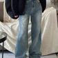 Blaue Y2K High Waist Weit Geschnittene Boyfriend Jeans