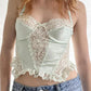 Y2K Halterneck Crop Top with Lace Patchwork