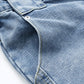 Blaue Denim Jeans mit Knopf Taschen Kurvenbein und Weiter Barrel Form