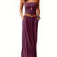 Vintage Solid Versatile Strapless Maxi Dress with Pockets