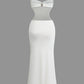 White Cut Out Backless Bustier Slip Maxi Dress