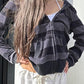 Vintage Gestreifter Oversized Langarm Hoodie