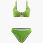 Set bikini con anello a U e pareo in velluto con texture in velluto