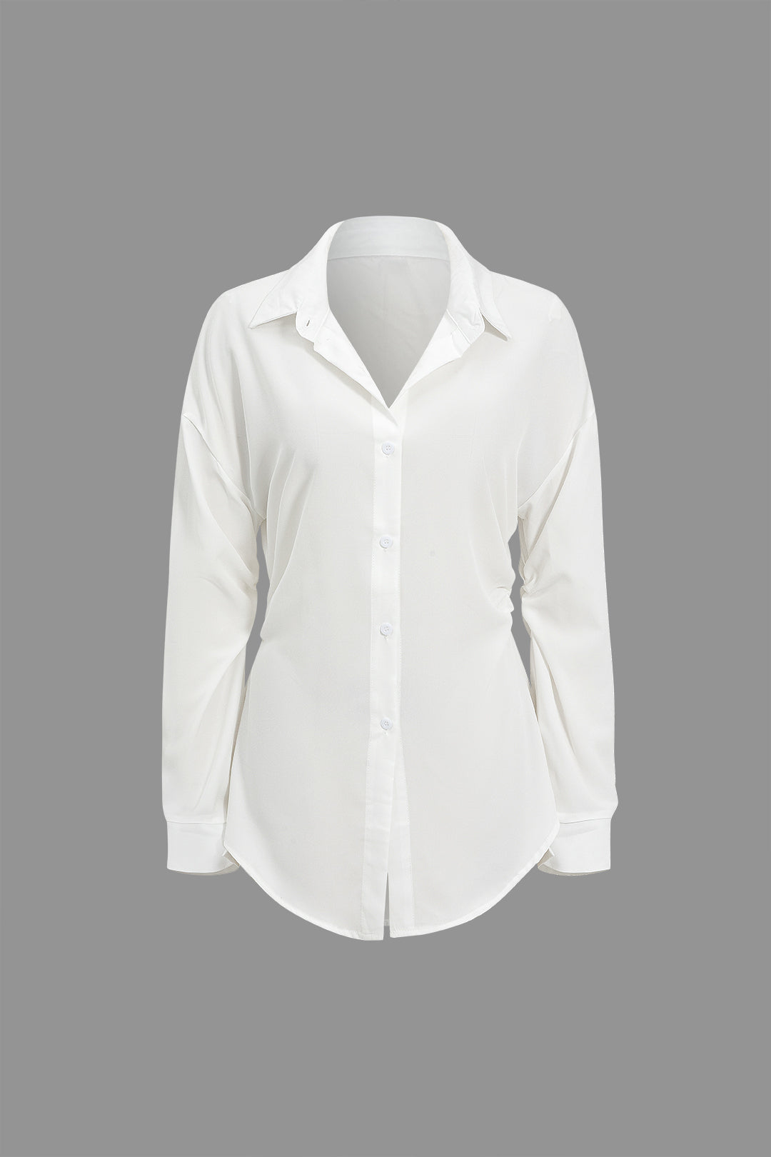 Retro Solid Button Down Long Sleeve Shirt