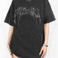 Punk Oversized Wing Print Kurzarm T-Shirt