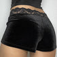 Schwarze Vintage Lace Trim Shorts