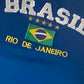 Top corto con finiture con stampa Brasil blu Y2K