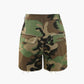 Retro Camo Destroyed Cargo Shorts with Lace-Up